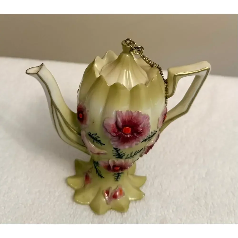 Vintage German Nini Decorative Scalloped Miniature Teapot. Hand painted.